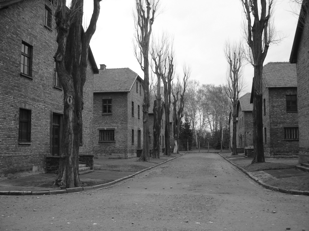 KL Auschwitz I: Street view with camp blocks.