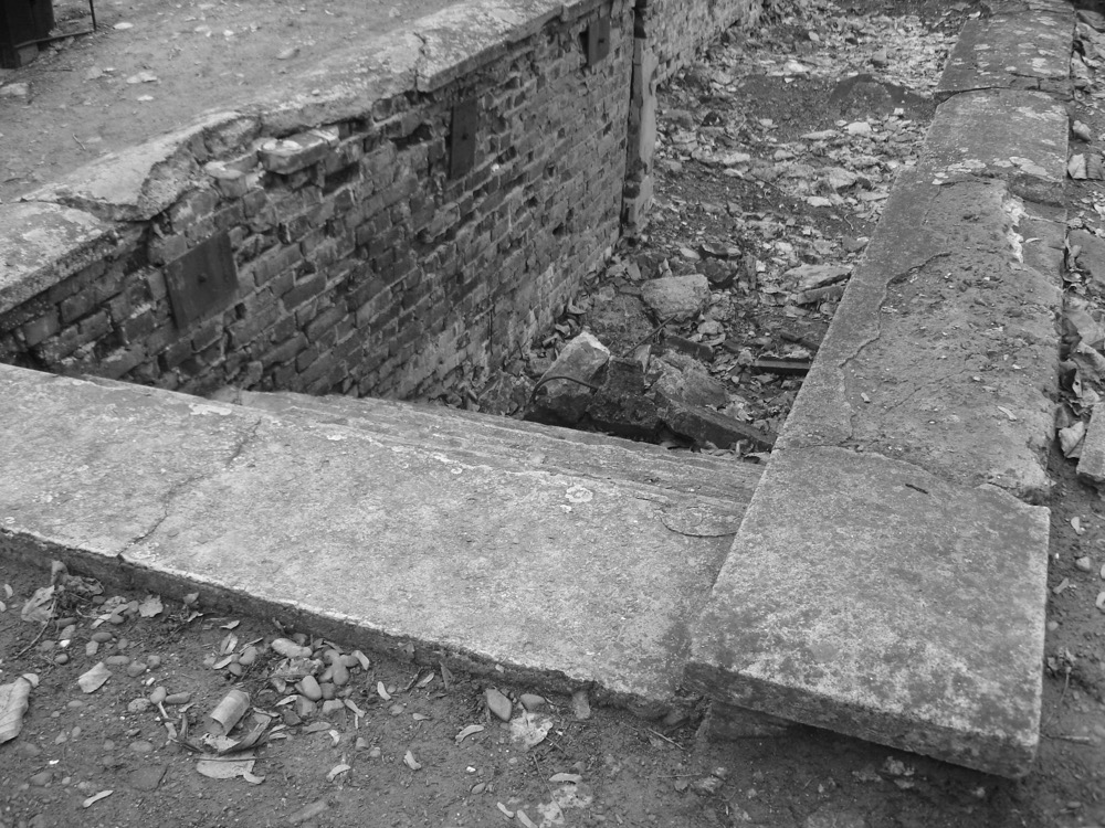 KL Auschwitz II-Birkenau: The steps into the Gas Chamber's changing room.